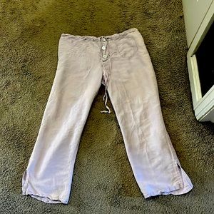 A.GOLDE lilac 100% silk crop pant